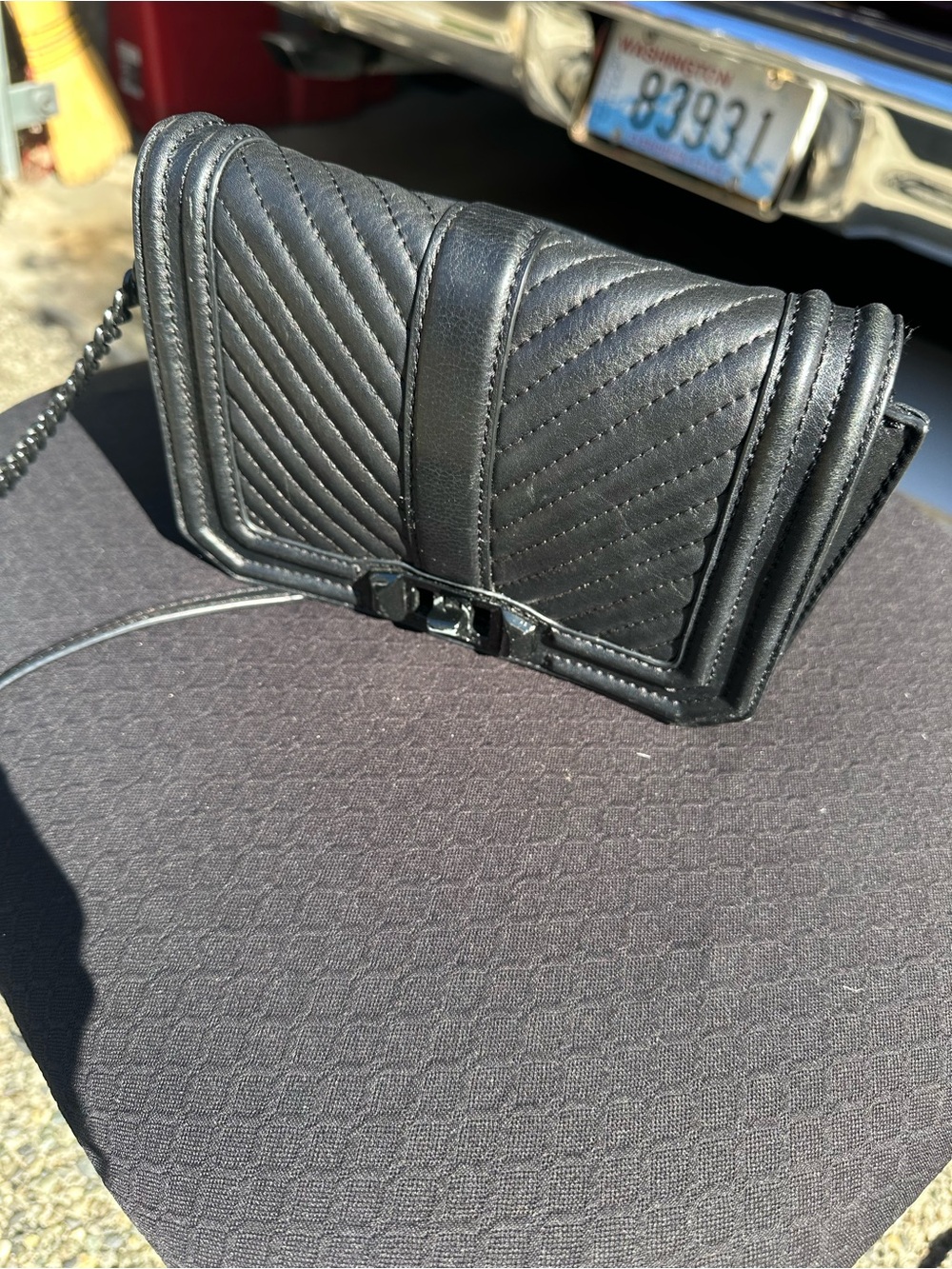 Rebecca Minkoff Black Quilted Leather Crossbody Bag